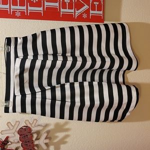 Haute Monde-Large Black and White Stripe Skirt